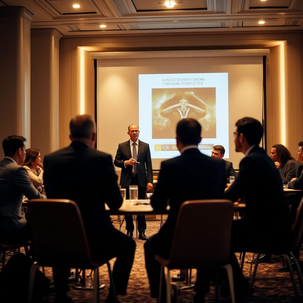 Equipo de GoldFinance en conferencia internacional de metales preciosos
